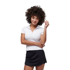 MOVE KNIT SS VNECK POLO | 1WHT-WHITE